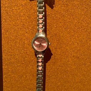 Watch with pink heart design
